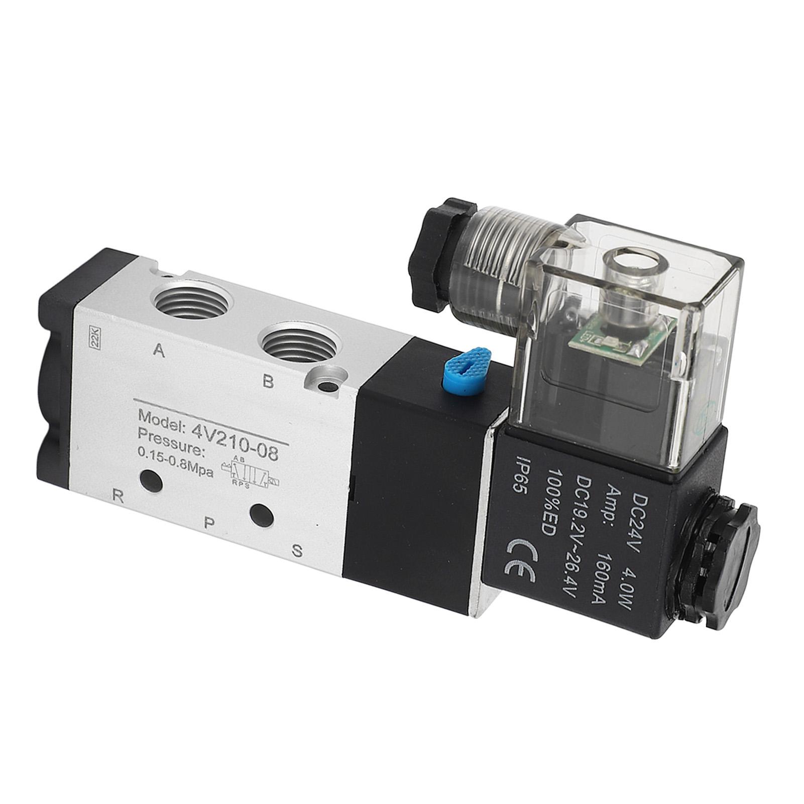 

Електромагнітний повітряний клапан 2-позиційний 5-ходовий з алюмінієвого сплаву Високоточний пневматичний реверсивний клапан DC24V PT