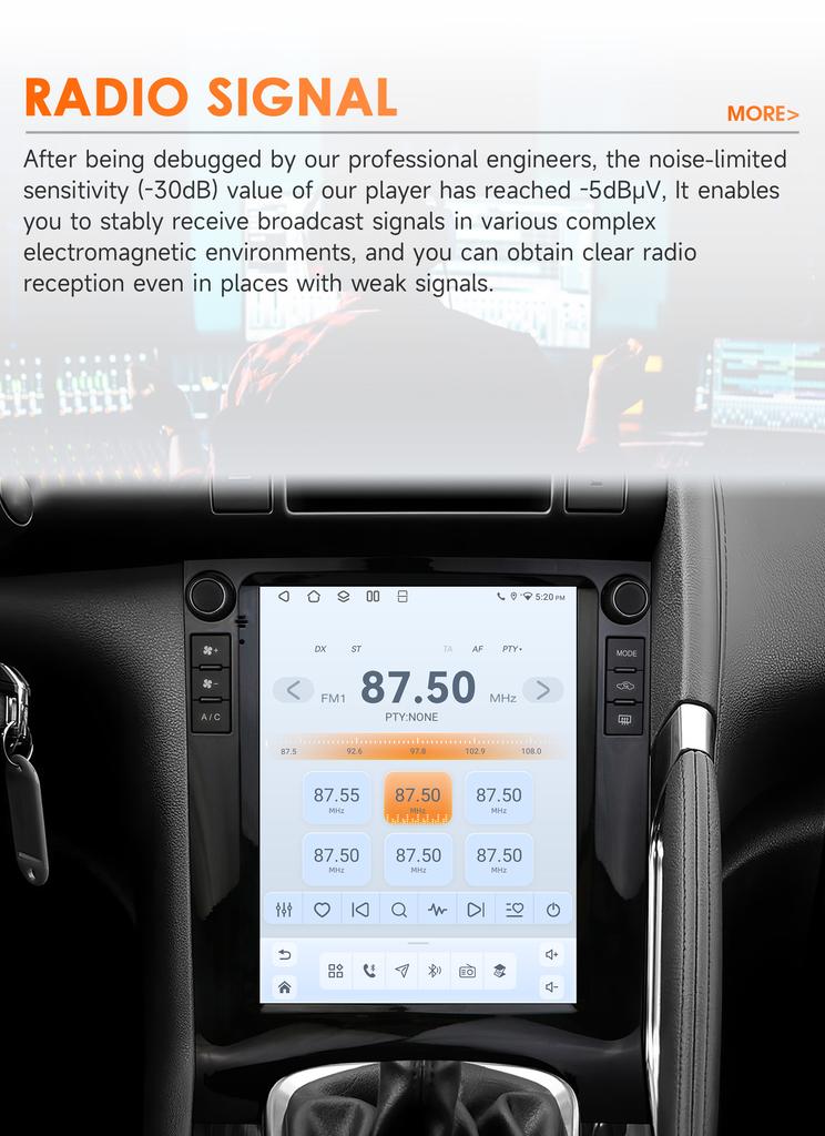 Android Car Radio Player for Peugeot 3008 2010-2017 Carplay Auto Car Multimedia Stereo 6115 9.7inch Vertical Touch Screen GPS