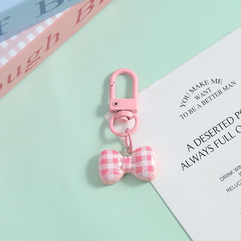 Colorful Striped Bow Keyring Pendant for Bags
