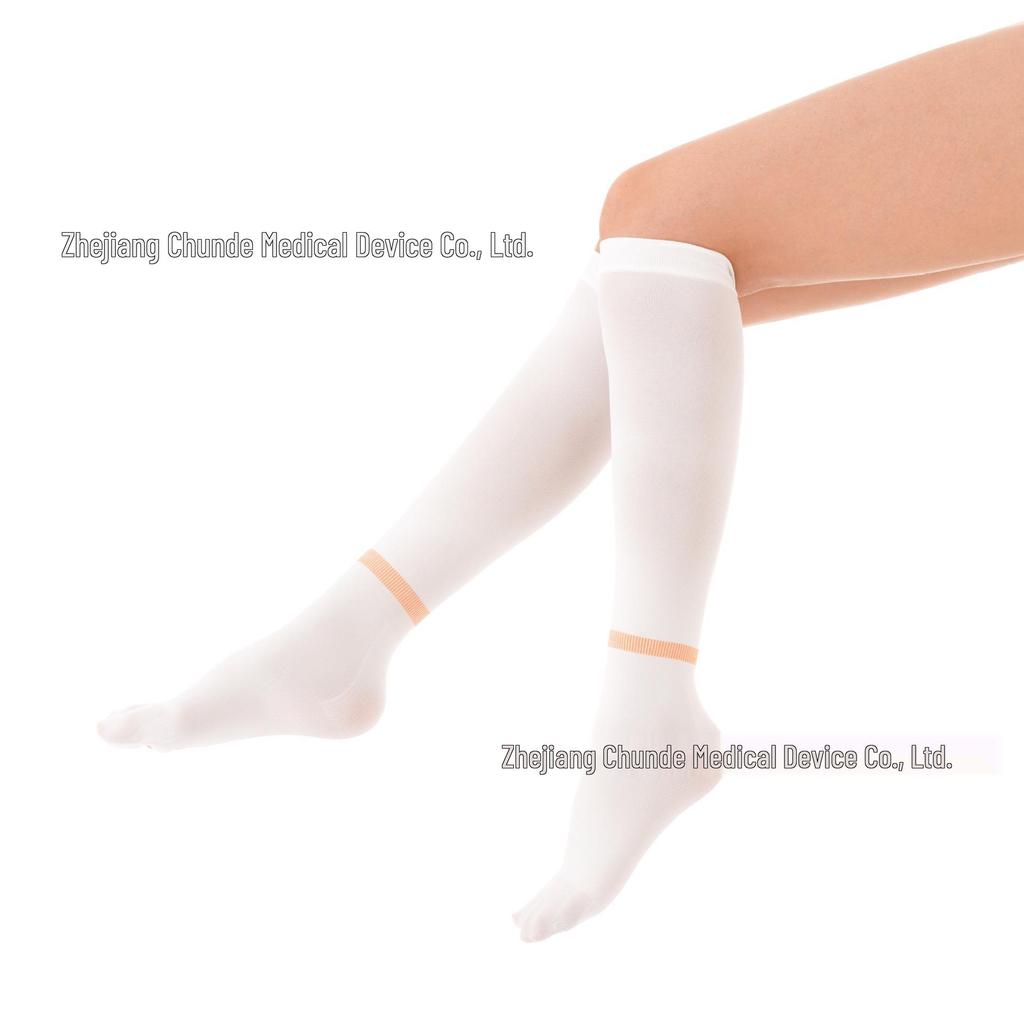 Level 1 Compression Mid-Calf Anti-Embolism White Socks - Post-Operative Gradient Pressure Elastic Care