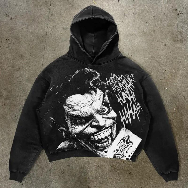 Mens Casual Hooded Sweatshirt 3D Skull Print Loose Fit Long Sleeve Winter Top Teens