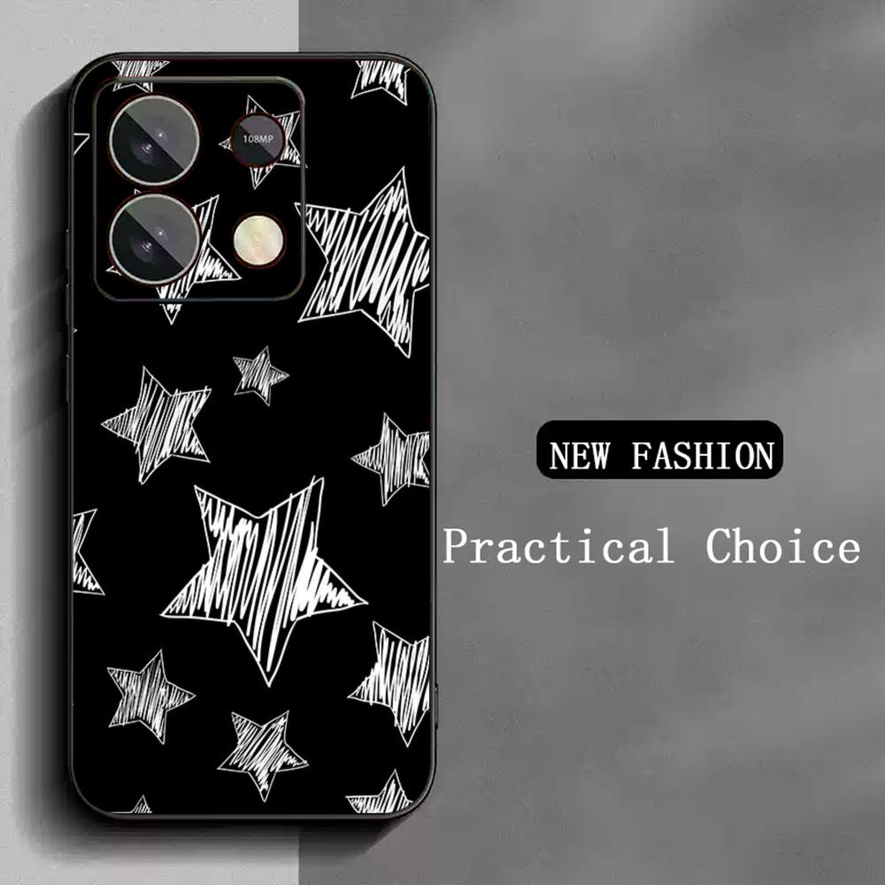 

Fashion stars hot selling pattern Phone Case For Redmi Note 14 13 12 11 Pro Plus S 5G 14C A3 Soft Black Phone Cover Redmi Note11Pro4G5G