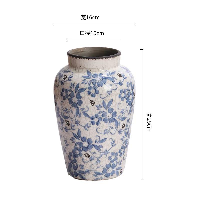 Blue and White Porcelain Vases Flower Arrangements Living Room Decorations Chinese Style Ceramic Home Decoration Retro Porcelain