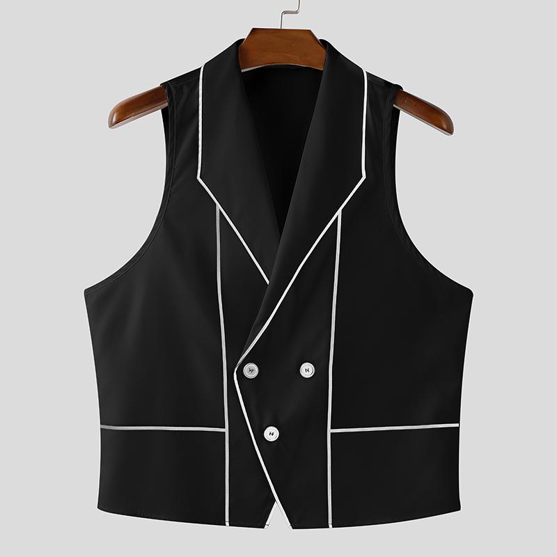 

INCERUN Мужской жилет с лацканами, без рукавов, со строчкой и пуговицами, повседневный, тонкий 2XL белый