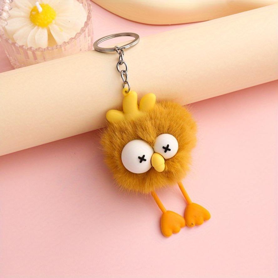 Cute Chick Pom Keychain Cartoon Lovely Pendant Car/ Bag Decor Valentine's Gift for Girlfriend Easter Present