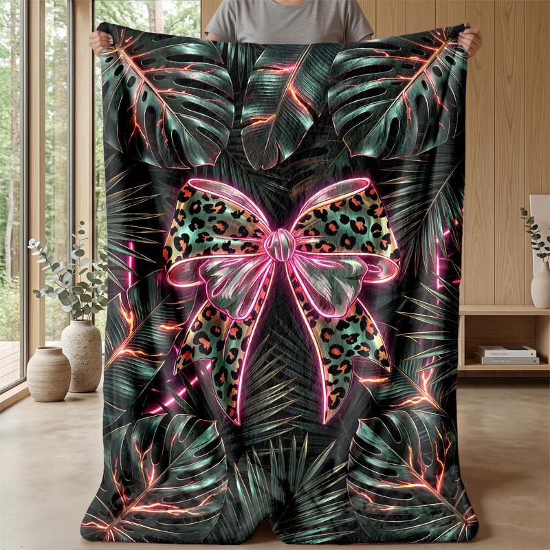 Neon Leopard Abstract Art 1 Theme blanket Lightweight Warm Flannel Blanket Decorative Throw Blanket for Home Decoration