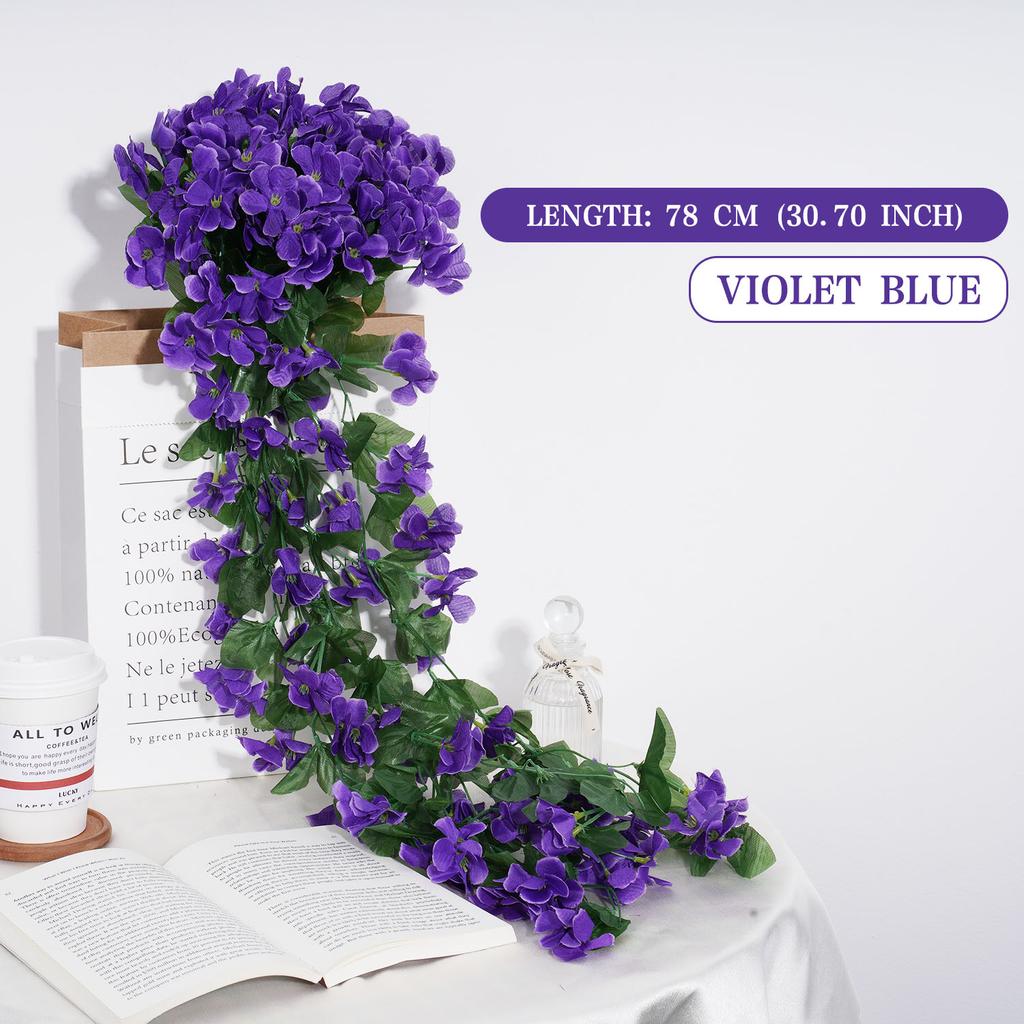 Violets Artificial Flower Rattan Fake Plant Vine Decoration Wall Hanging Roses Flowers for Home Wed Party interior outdoor Decor