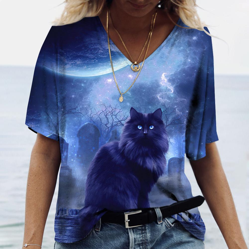 Global Hot Selling 3D Women's T-shirt Top Girls Y2k Clothing Summer Short Sleeve V-Neck Leisure Holiday Women's T-shirt