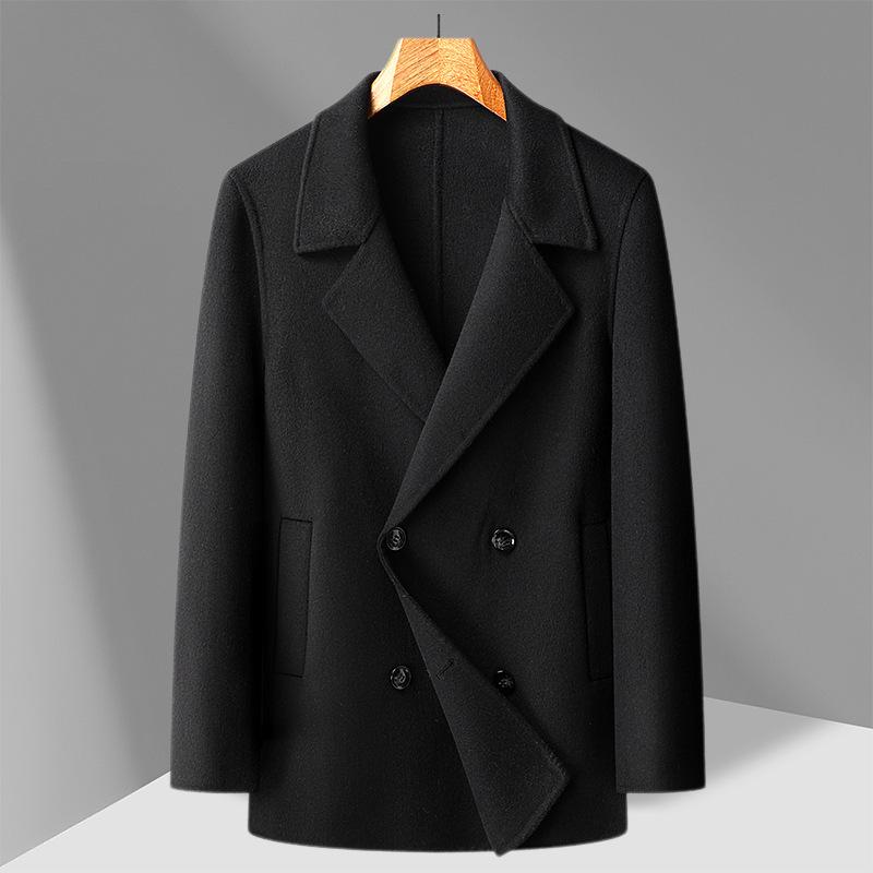 

Autumn/Winter Double-Breasted Handmade Wool Coat for Petite Men 2XL