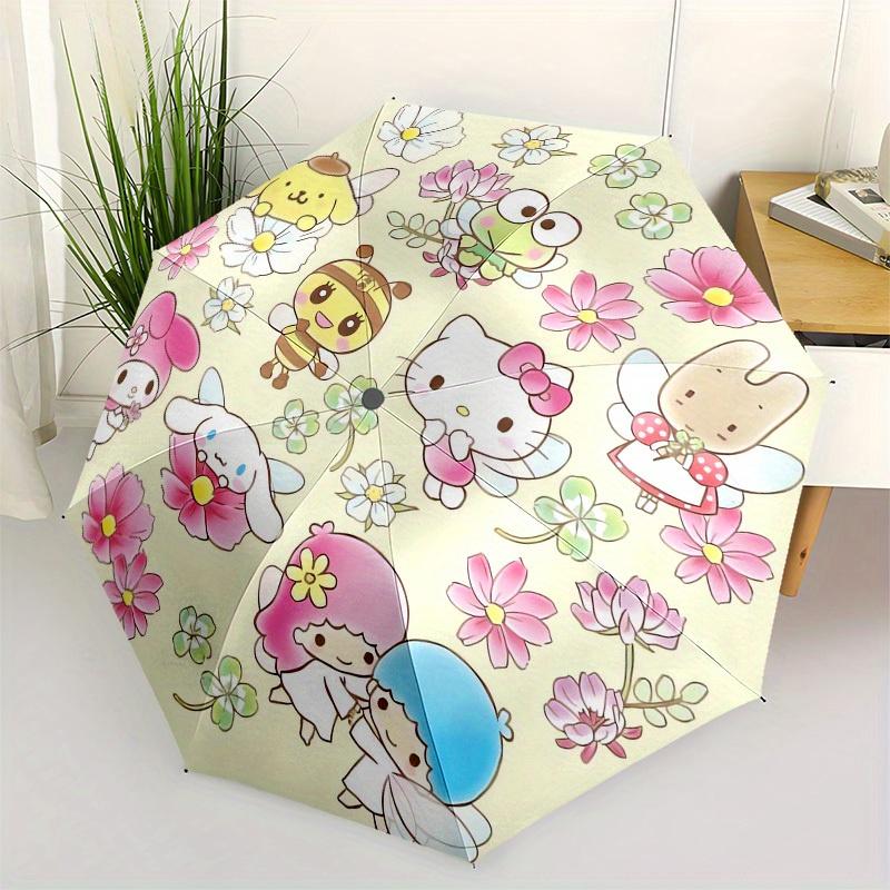 

1pc Sanrio Characters with Flowers Umbrella with Plastic Handle,Suitable for All Seasons Home Travel Outdoor UmbrellaSanlio313