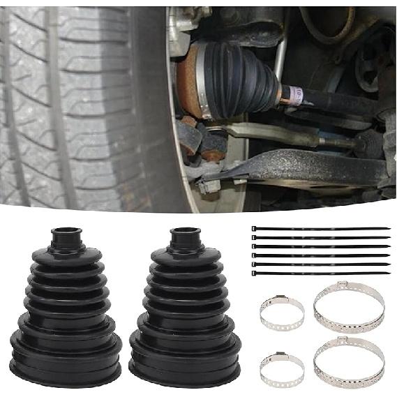 2 шт. Пыльник ШРУСа с 4 хомутами из нержавеющей стали и 6 кабельными стяжками, Водонепроницаемый и пыленепроницаемый комплект для ремонта пыльника оси ШРУСа для защиты оси, Универсальный пыльник ШРУСа чёрный