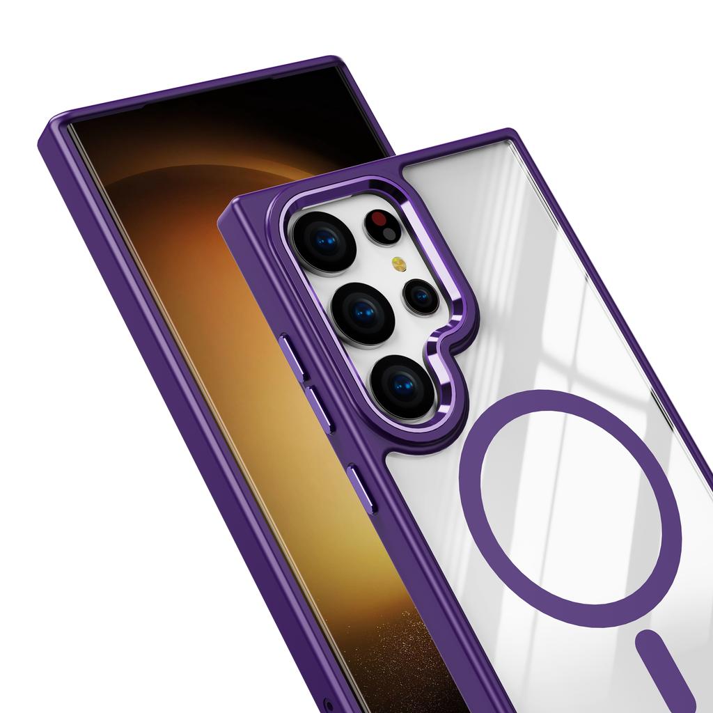 For Samsung Galaxy S24 Ultra Case TPU+PC Clear Phone Cover Compatible with MagSafe