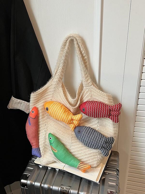 Borsa Tote Casual in Cotone da Donna con Design Intrecciato e Apertura Superiore per Uso Quotidiano