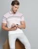 MONTE CARLO Mens Striped Pink Collar Neck Half Sleeve T-Shirt