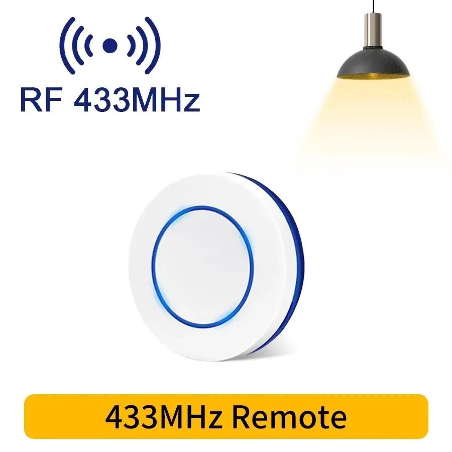 RF 433MHz Smart Switch 16A Lamp Relay Receiver 2-Way Remote Control 1/2/3 Gang Wall Switch Round Panel Mini Transmitter DIY Home