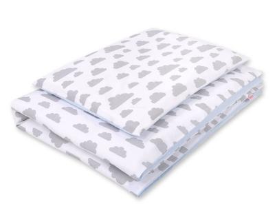 Double-sided 2-piece Cotton Children's Bedding Set - Gray/blue Clouds