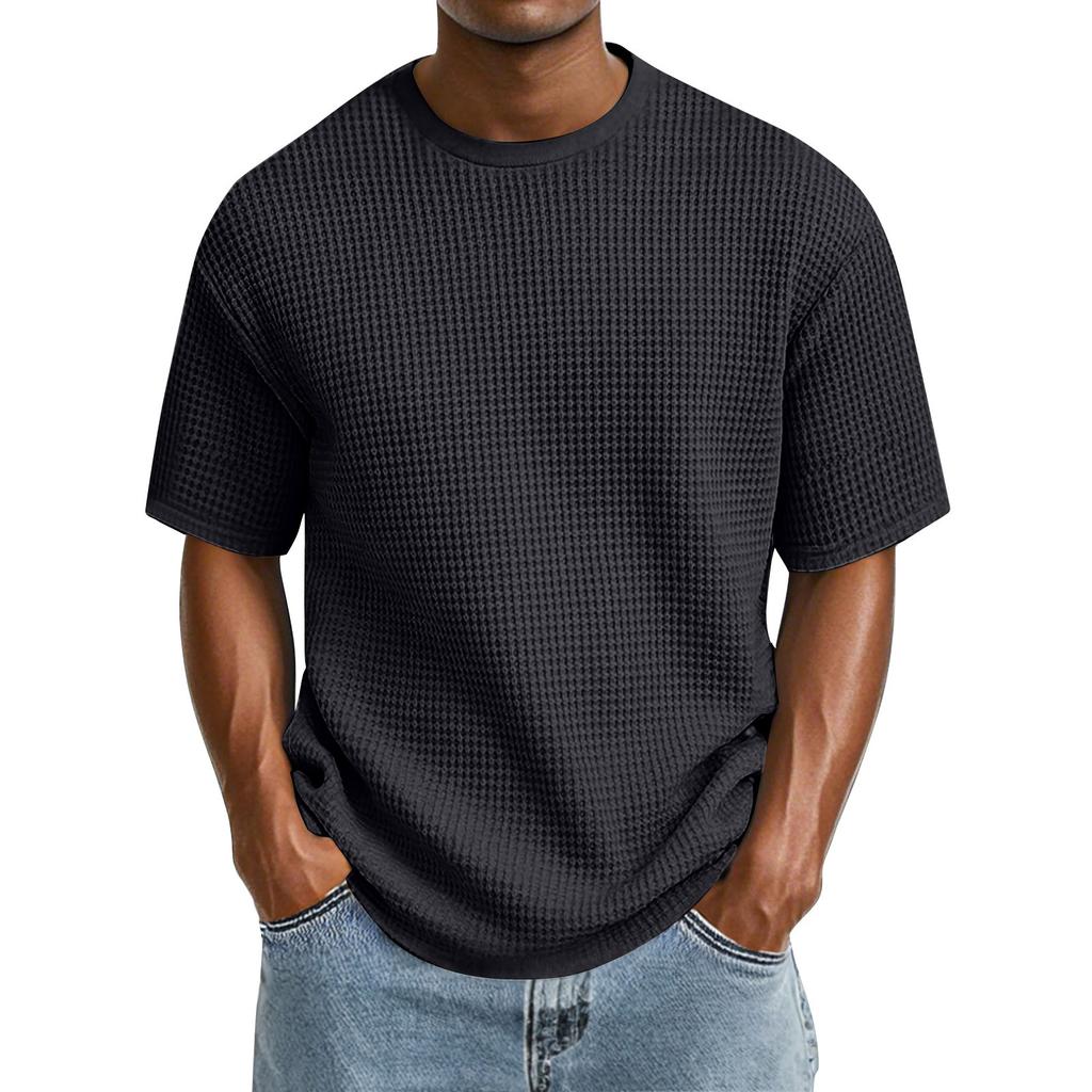 Camiseta Informal de Color de Moda para Hombre con Cuello Redondo y Manga Corta