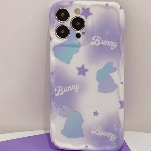 

Фиолетовый чехол для телефона со звездами и кроликами для Iphone 11 12 Promax 14 Pro Max 13promax волнистый нескользящий милый чехол на заднюю панель с кроликом 2023 For iphone 14promax