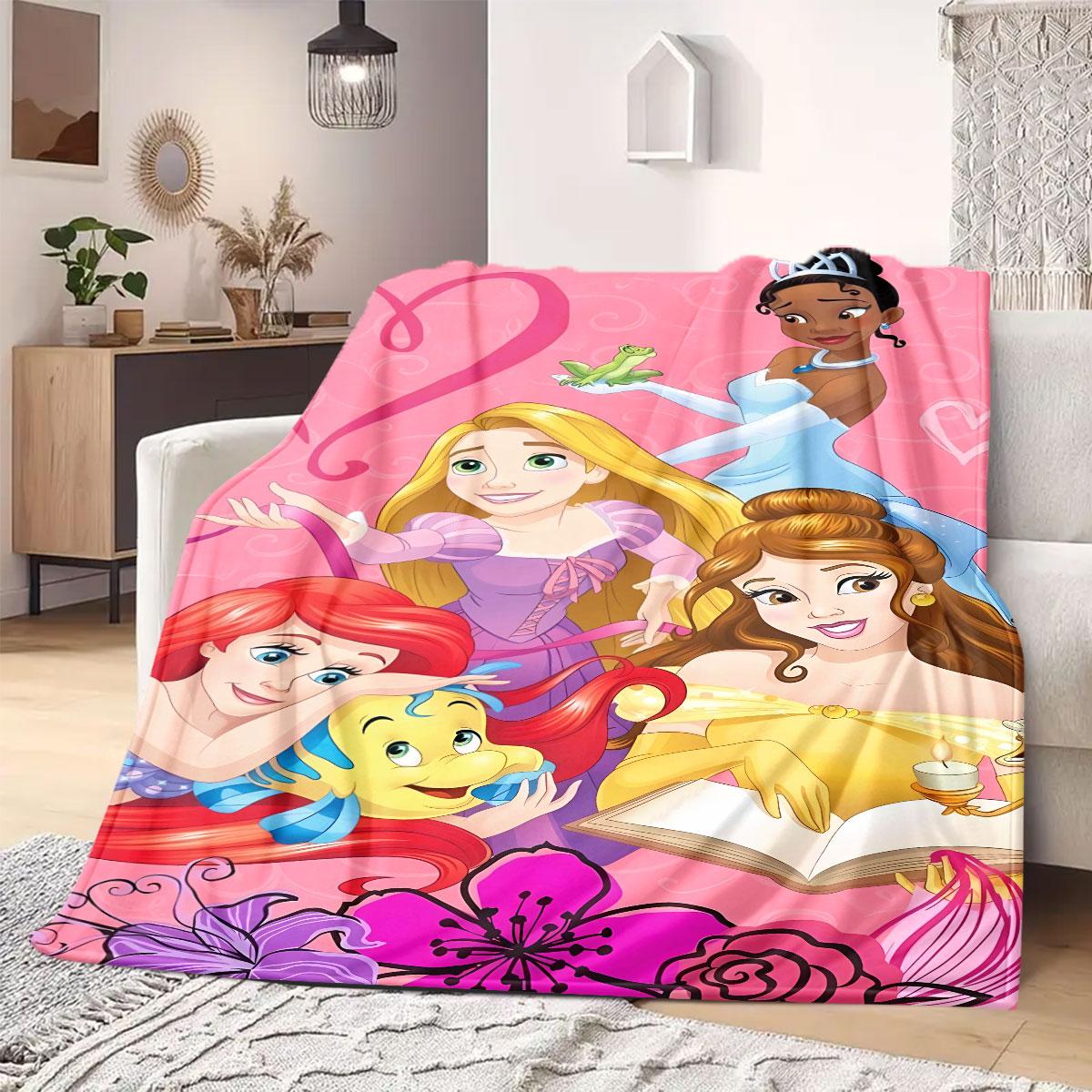 

princess Print Cartoon Flannel Blanket for Travel Picnics Bedrooms Sofas Beds Chairs Home Decor Design 75x90cm