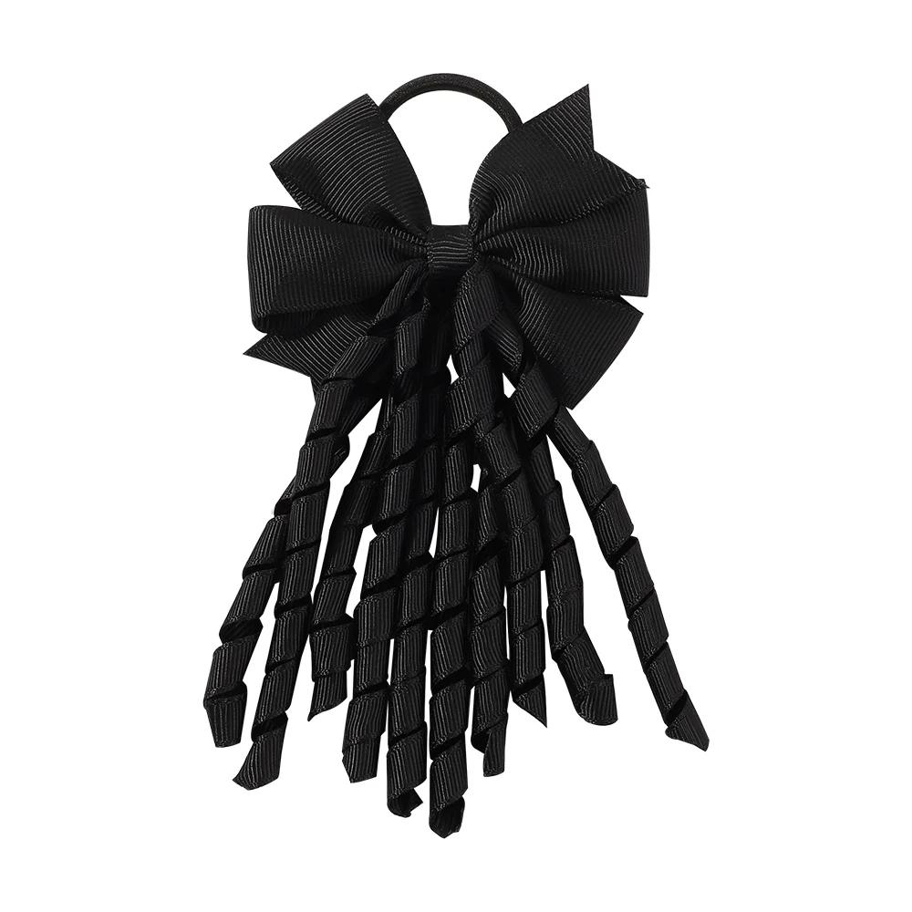 1pcs Baby Girls Hair Ties Grosgrain Ribbon Curly Korker Hair Bows Elastic Rubber Bands Ponytail Holders for Kids Children Gift