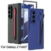 Case For Samsung Galaxy Z Fold 7 6 Magnetic Hinge Screen Glass With Pen Holder Matte Cover For Galaxy Z Fold7 Case