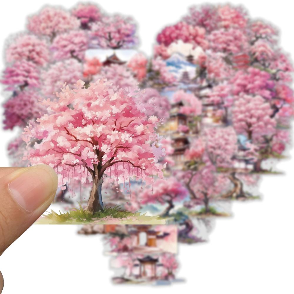 50PCS Watercolor Peach Tree Stickers Restaurant Stationery DIY Handmade Scrapbooking Cool Cafe Room Living Creative Sticker