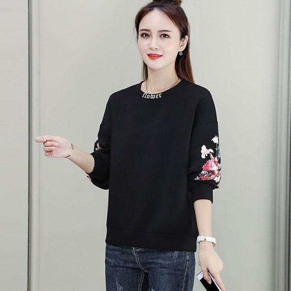 Damen Herbst Baumwolle Freizeit Bedruckt Rundhals Kapuzenpullover Damen Frühling Dünn Große Größe Locker Kurze Oberteile