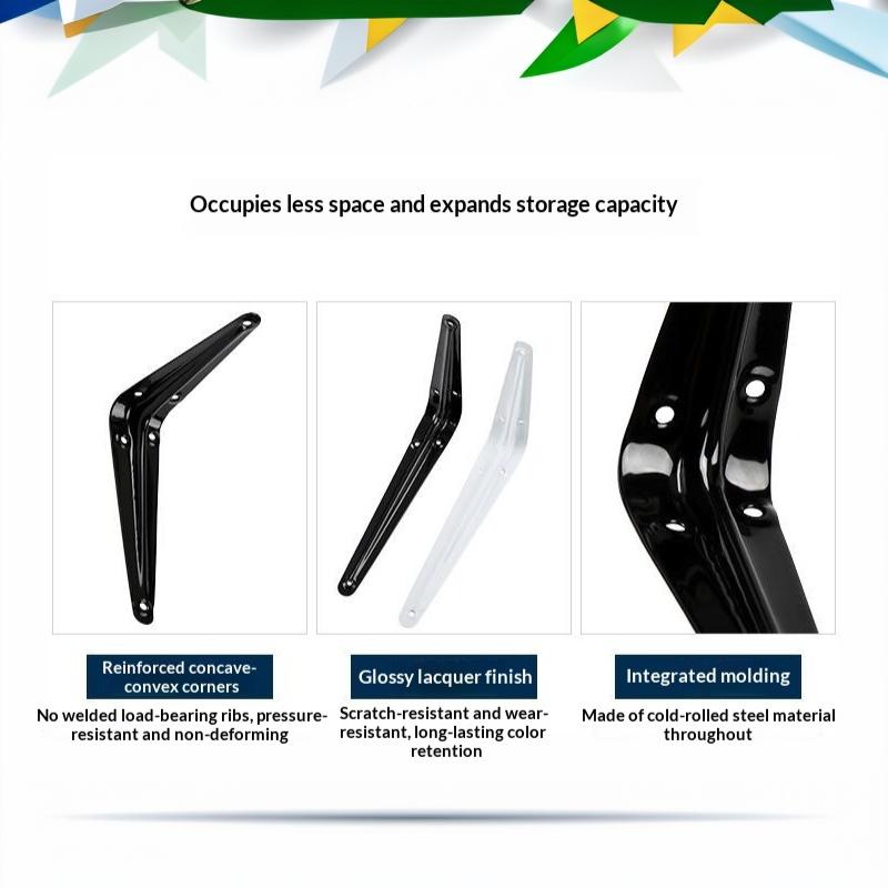 Triangular L Shaped Wall Mounting Bracket Corrosion Resistant Metal Support Bracket Black White for Garage Tool Shelf Organization