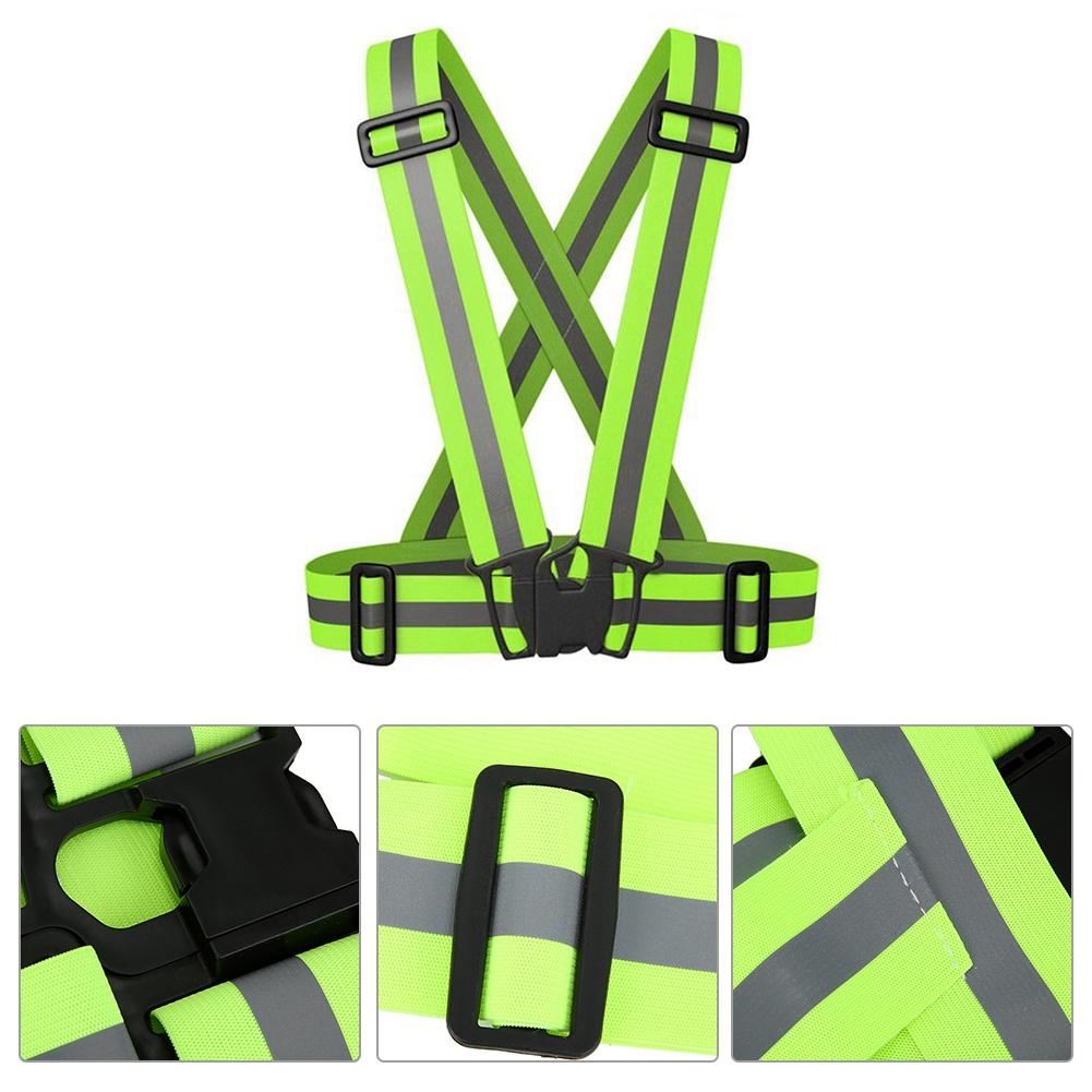 High Visibility Elastic Reflective Vest Belt Fluorescent Green Safety Strap for Night Running Cycling Construction