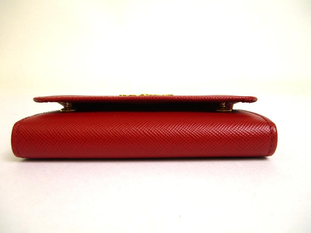 Authentic PRADA Red Saffiano Metal Leather 6 Pics Key Chain #a909  Refurbished
