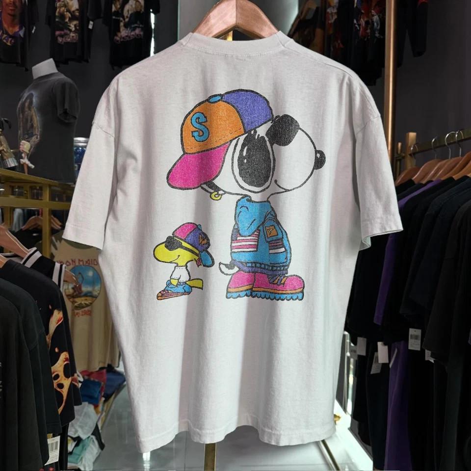 90s SNOOPY amp; WOODSTOCK Hip Hop White Unisex T shirt Reprint S5XL Back Print Unisex T-Shirt XL