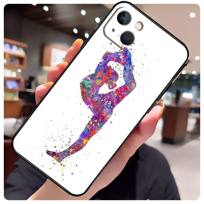 Gymnastics Watercolor Printing Case For iPhone 17 Pro Max 15 14 13 11 12 16 Pro Max mini 15 16 Plus 16e 17 Air Phone Cover