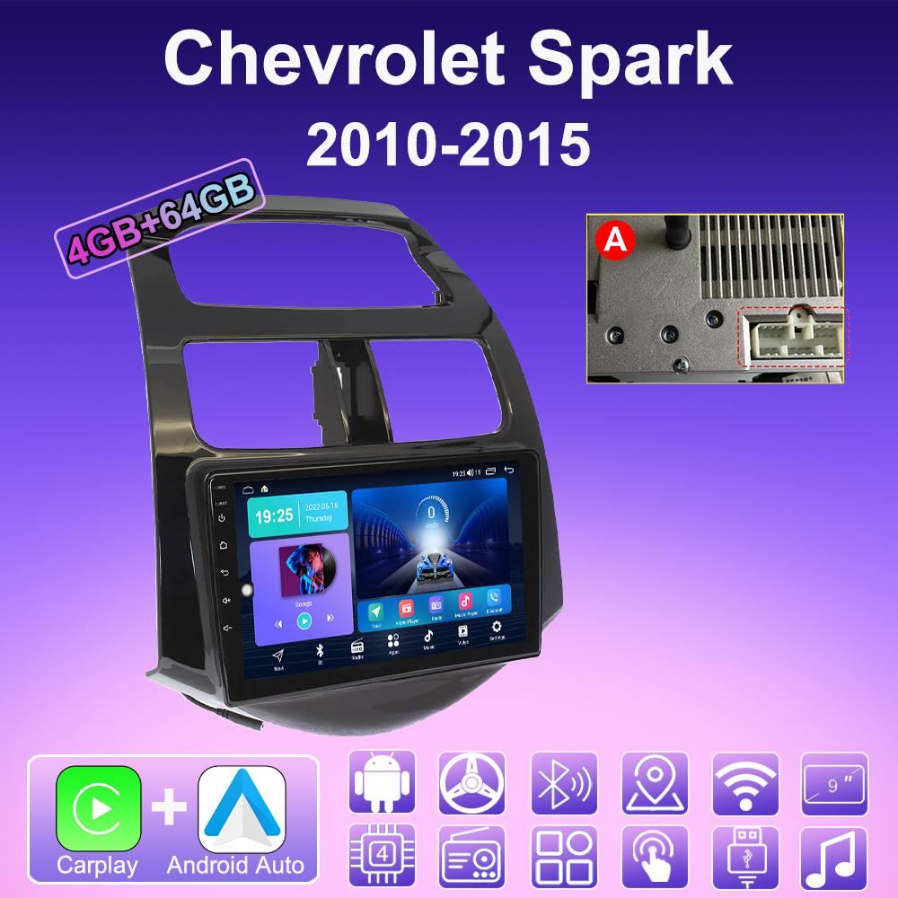 2 DIN Android Carplay Autoradio Für Chevrolet Spark 2010-2015 Multimedia-Player Head Unit Stereo GPS Navigation BT WIFI 4+64GB