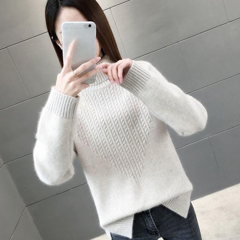 Autumn Winter Women's Turtleneck Sweater, Loose and Thick, Autumn-winter, Long Sleeve, Warm, Knitted Sweater