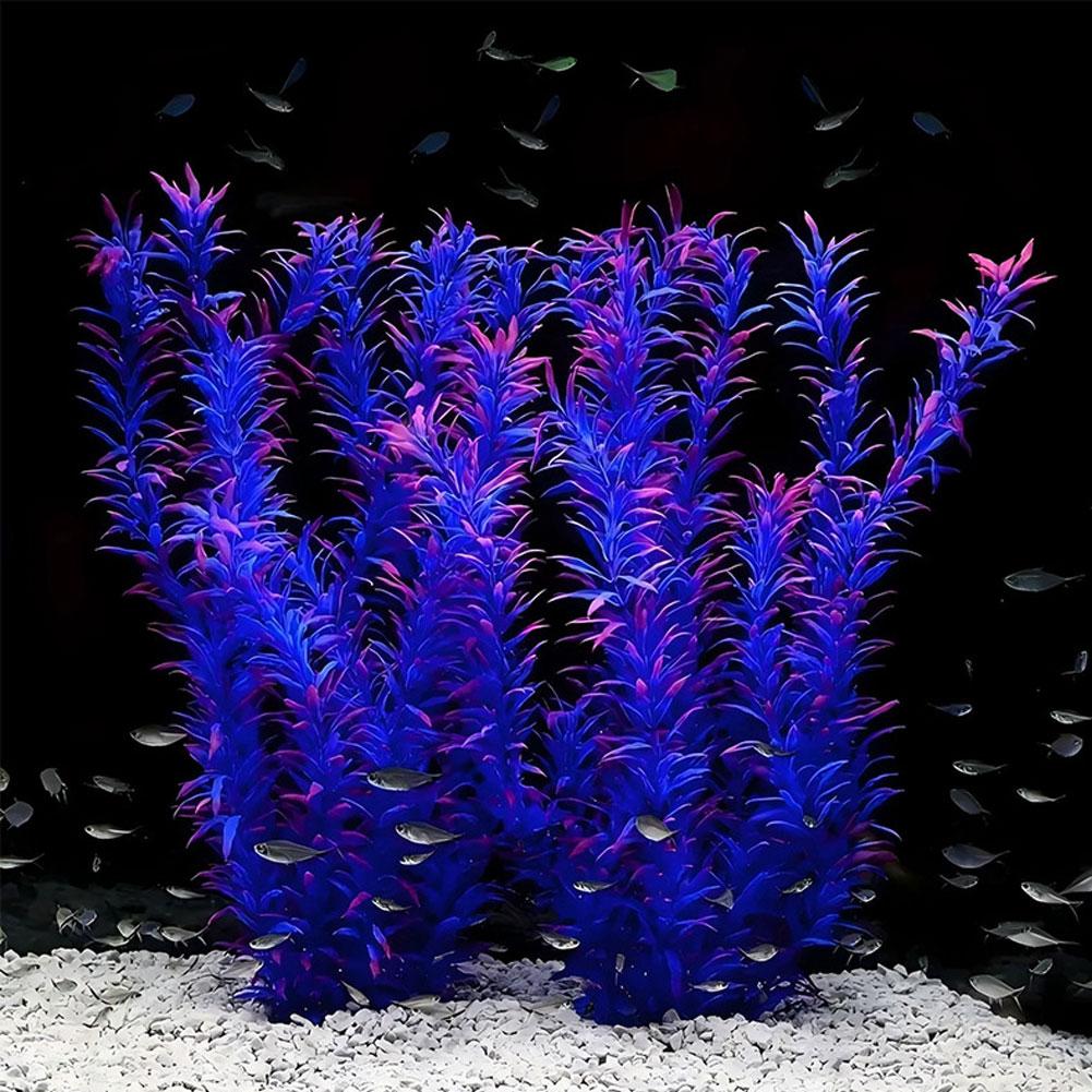 38cm Aquarium Plastic Plants Soft Artificial Fish Tank Decor Low Maintenance for Freshwater/Saltwater Tank Aquascaping Ornament