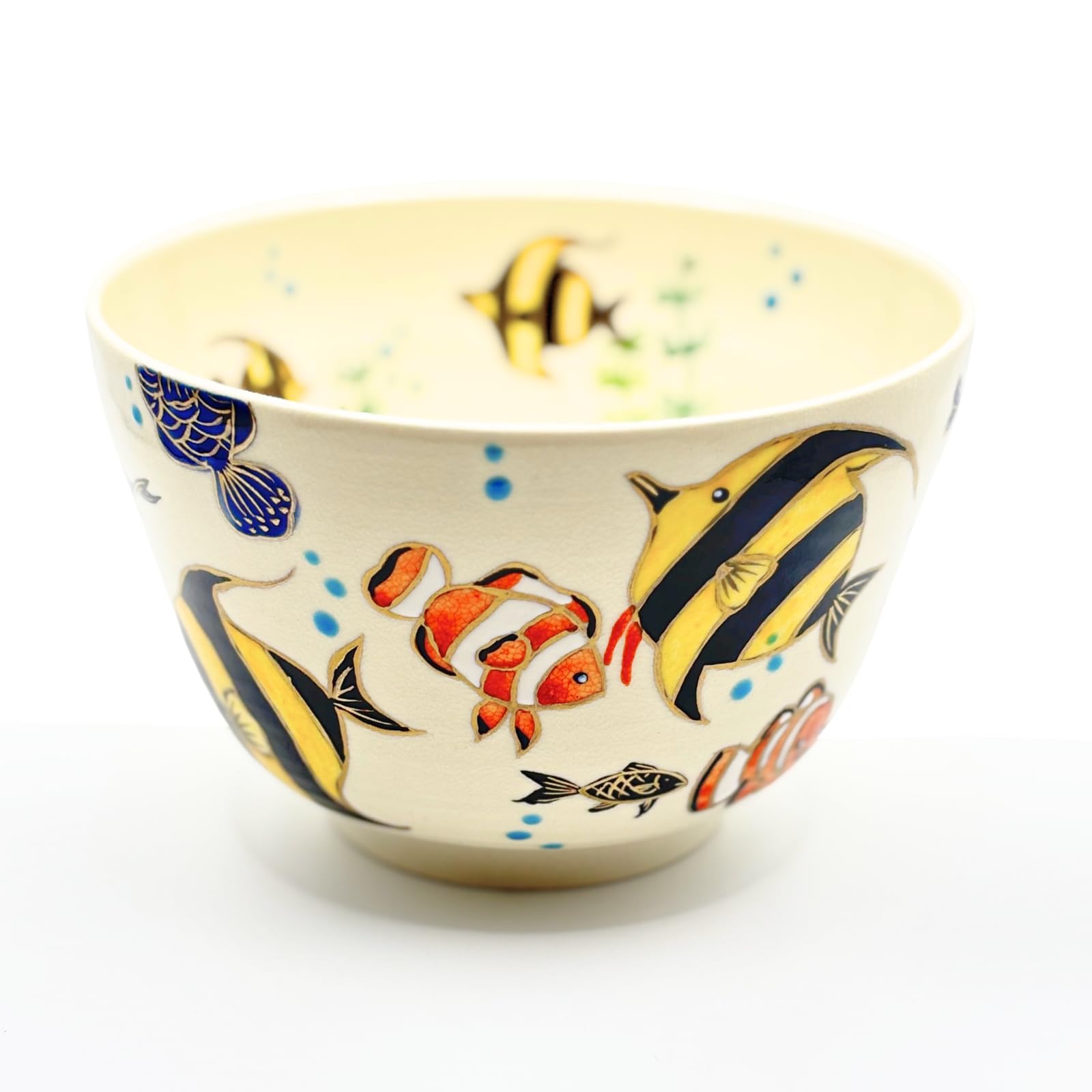 

Чай матча чайная церемония чай Киото сделано в аквариуме Като Эйзан чаша, утварь, чаша, надглазурная роспись, керамика, Япония, рыба, бежевый