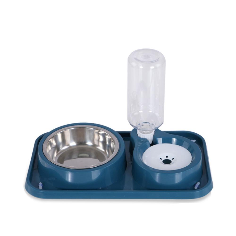 

Съемная автоматическая кормушка для домашних животных кошек из нержавеющей стали 2в1 диспенсер для корма для домашних животных товары для домашних животных синий
