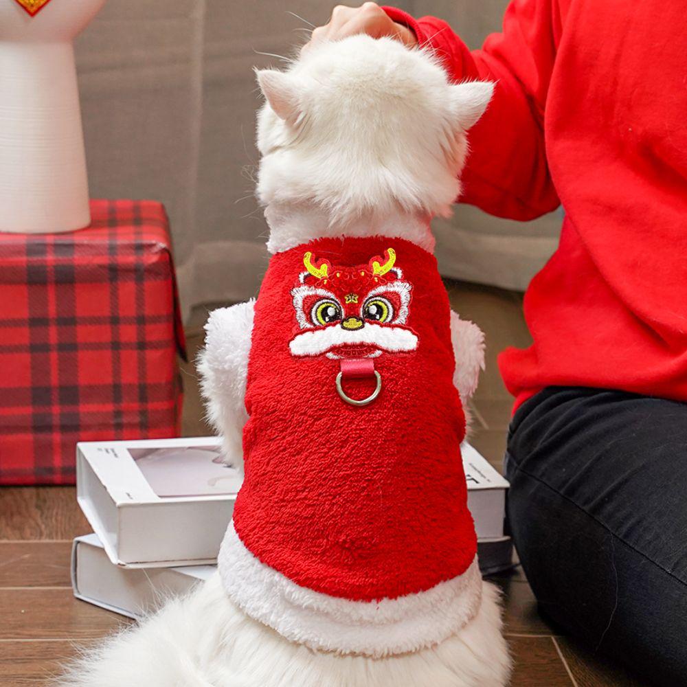 Cat & Dog New Year Festive Hoodie - Warm Blue Anti-Shedding Winter Outfit