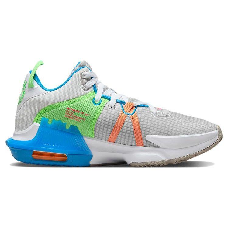 Nike LeBron Witness 7 Grey Fog Multi-Color Men Sneakers Cobblestone Laser-Blue Hyper-Pink DM1123-003