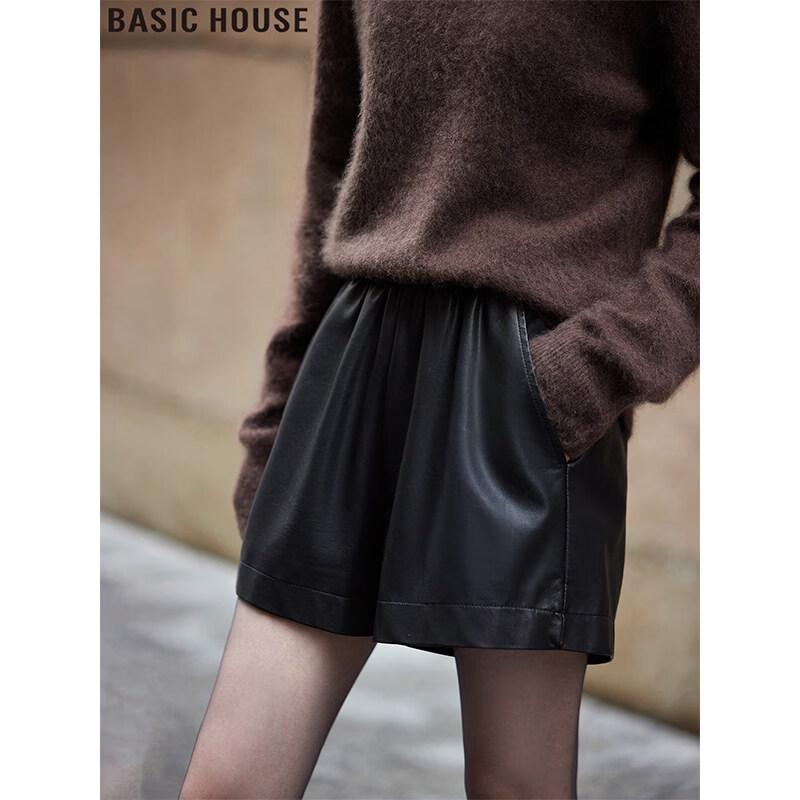 Basic House Women s High-Waist Faux Leather Shorts XL
