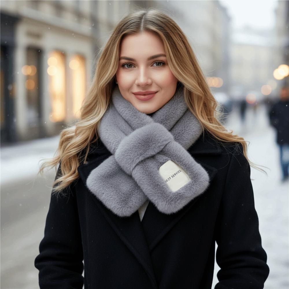 Fake Collar Women Winter Scarves Faux Rabbit Fur Pure Color Bib Trendy Plush Scarf Autumn Winter