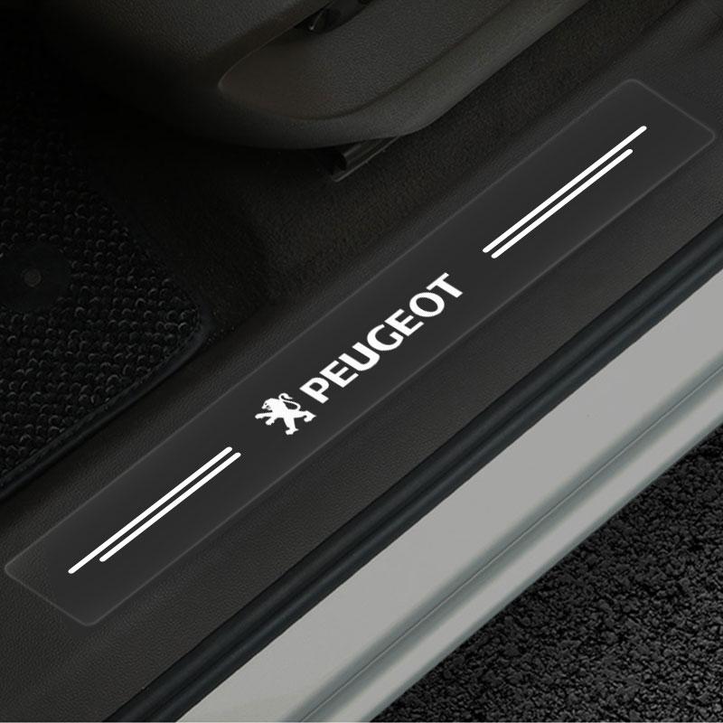 4X Auto Schwellerschutz Transparent Dekorative 3D Aufkleber Für Peugeot 308 408 508 RCZ 208 3008 2008 206 207 108 406 407 408 206 207 208 306 307