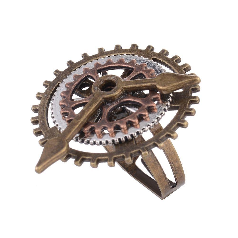 Gears Watch Clock for Women Men 3 Rings Fashion Jewelry Party Jewelry Fingering Copper Rings