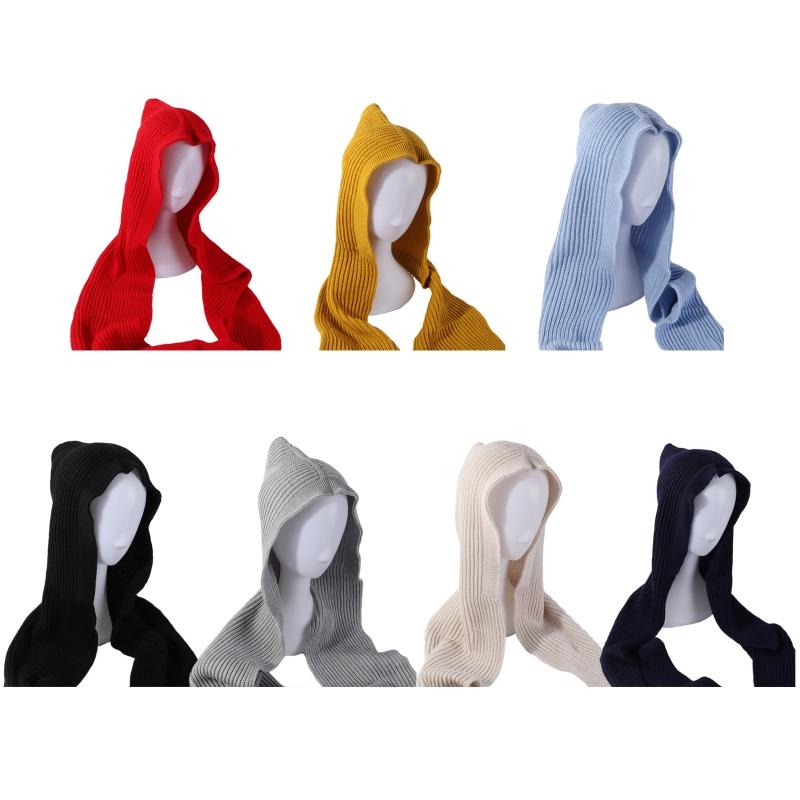 Hooded Shawl Wrap Hooded Scarf Hat Hat Scarf Set for Head Warmer Crochet for Head Scarf One Piece Scarf Windproof Cap Ho