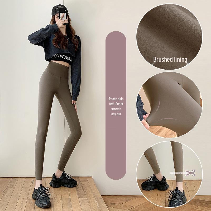 High Waist Women's Velvet-Lined Yoga Leggings - Slimming & Thick Shark Skin Barbie Pants for Autumn/Winter