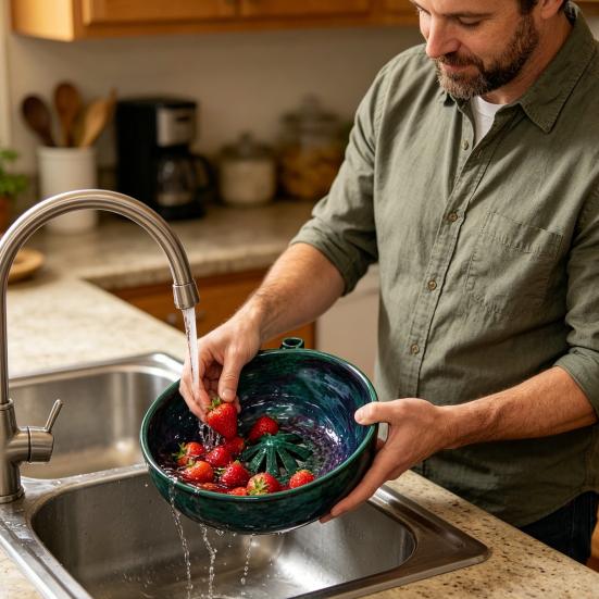 Automatic Berry Washing Bowl Self Spinning Fruit Washer with Quick Drain