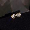 Small Design Micro Zircon Stud Earrings Love Earrings Simple Student Ear Clips Female