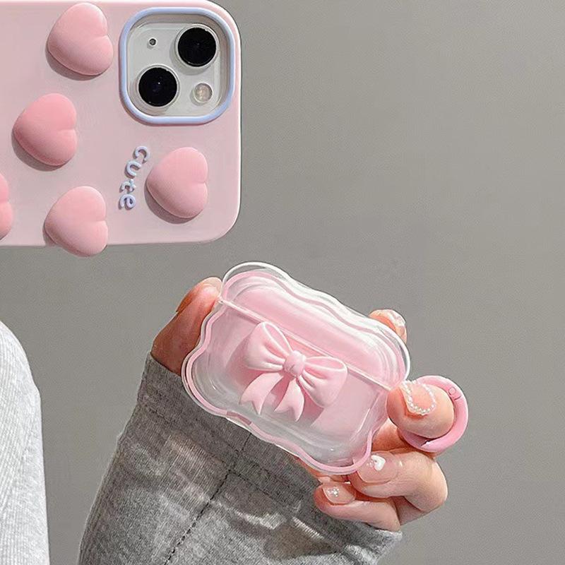Girl Pink Bow Three-dimensional for AirPods Protective Case AirPodsPro Apple AirPodspro1