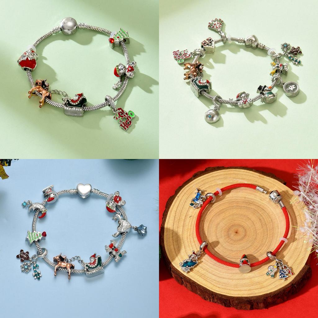 Christmas Bracelet With Snowflake Bells And Santa Charm For Holiday Gift Giving