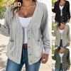 Damen Vintage Casual Einfarbig Druck Herbst Winter Langarm Jacken & Mäntel